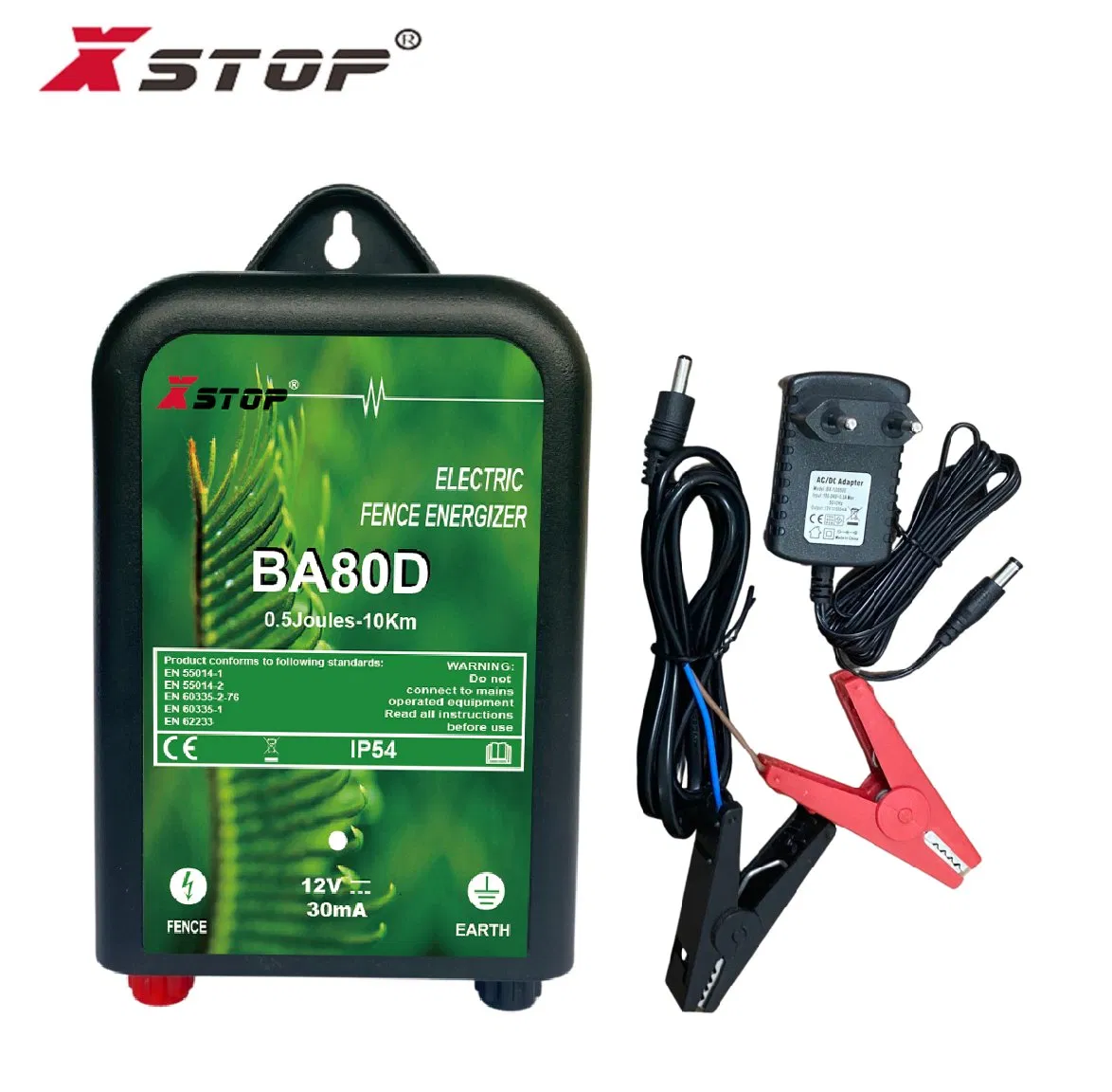 Dual Power Electric Fence Energizer 0.6 Joules 10km 12V DC Battery or AC Adaptor CE & RoHS