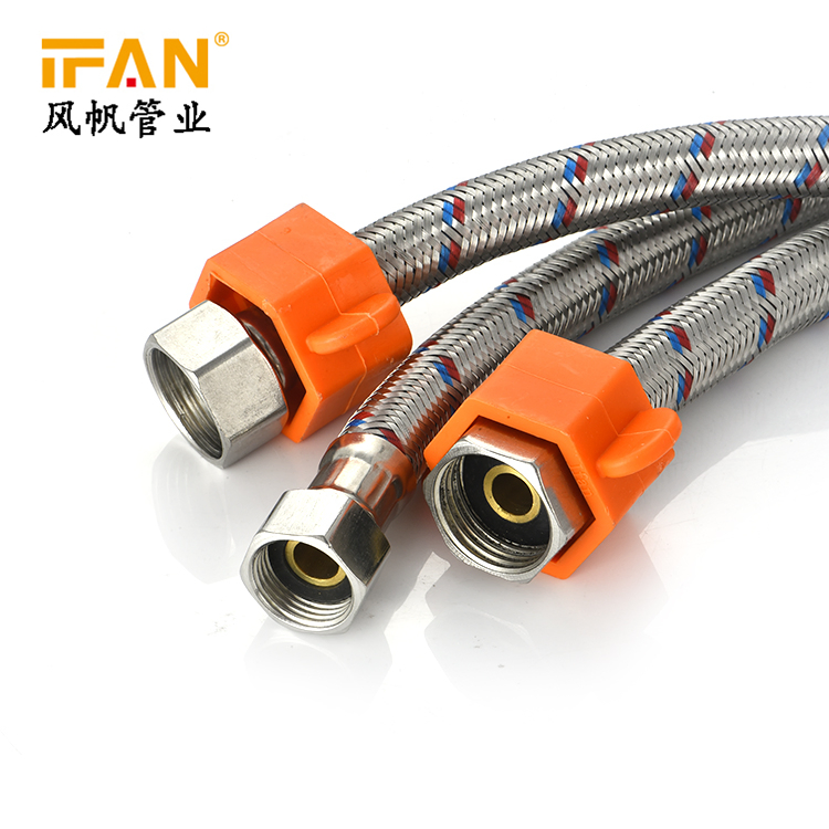 Ifan Factory Supplier Stainless Steel Bathroom Basin Water Heater Connector Flexible Braided Plumbing Hose