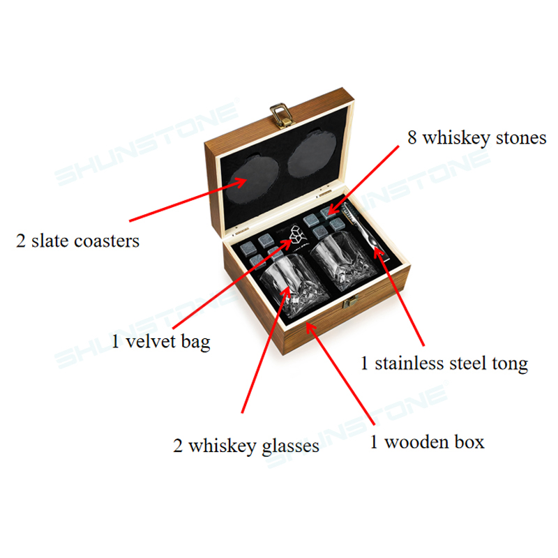 in Stock Shunstone Personalised Whiskey Glass Set Whisky Glass and Stone Coaster Promotion Barware Gift Set for Men