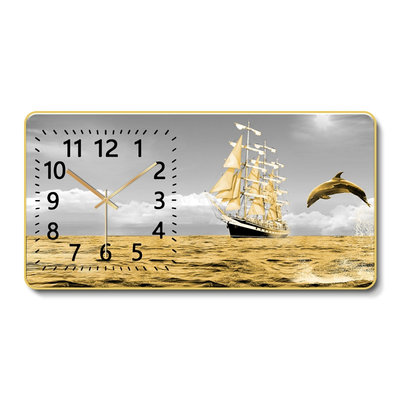 Light Luxury Style Landscape Painting Bedroom Background Decoration Time Art Wall Clock