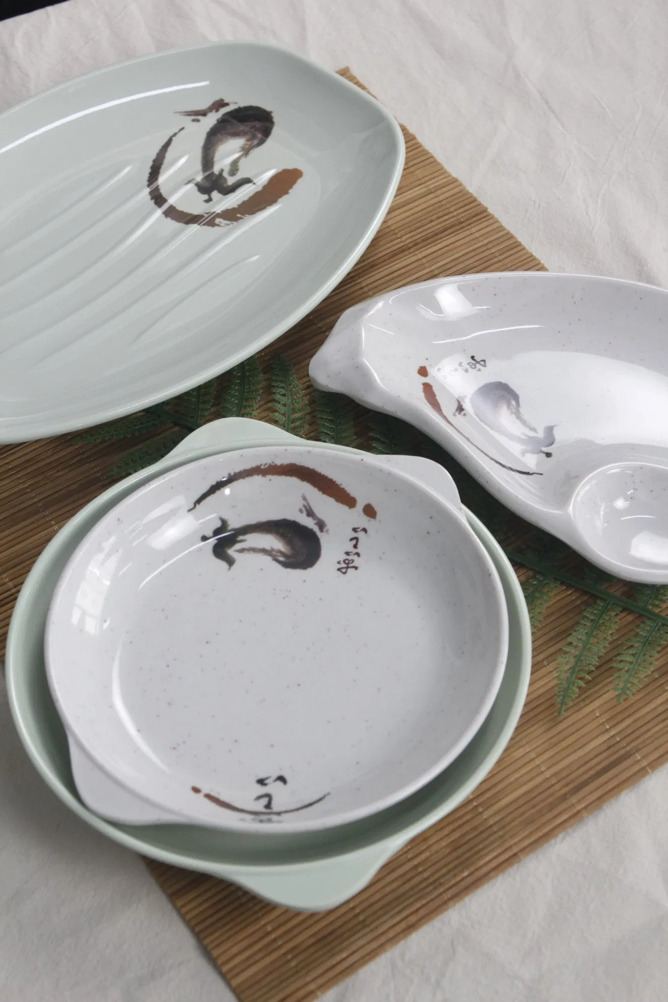 Two-Divided Plate Melamine Plate Tempura Tableware Custom Melamine Plate