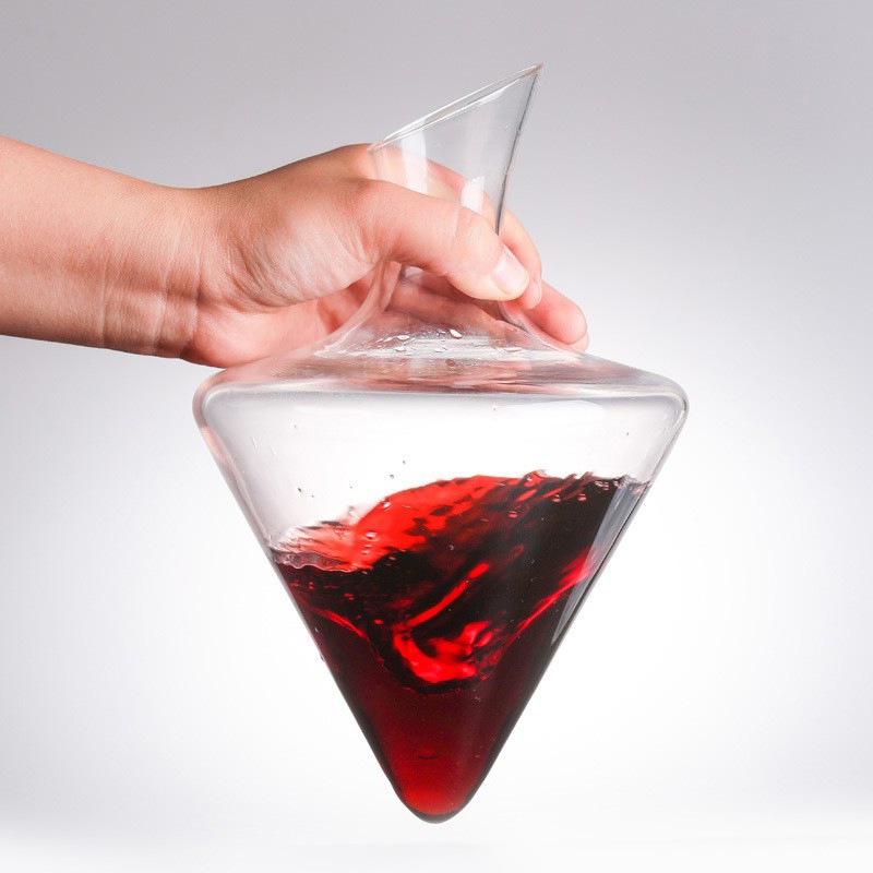 Separated Type Conical Tumbler Wine Decanter Chilled Glass Decanter with Ice Bucket