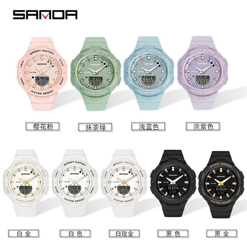 Sanda 6005 Unisex Multifunctional Fashion Waterproof Bands Electronic Men Digital Watch