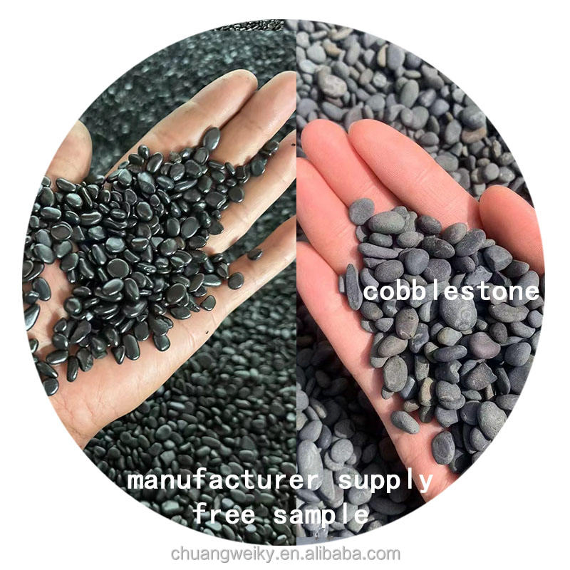 Small Shiny Black Color Cobble Polish Garden Landscape River Black Pebble Stone