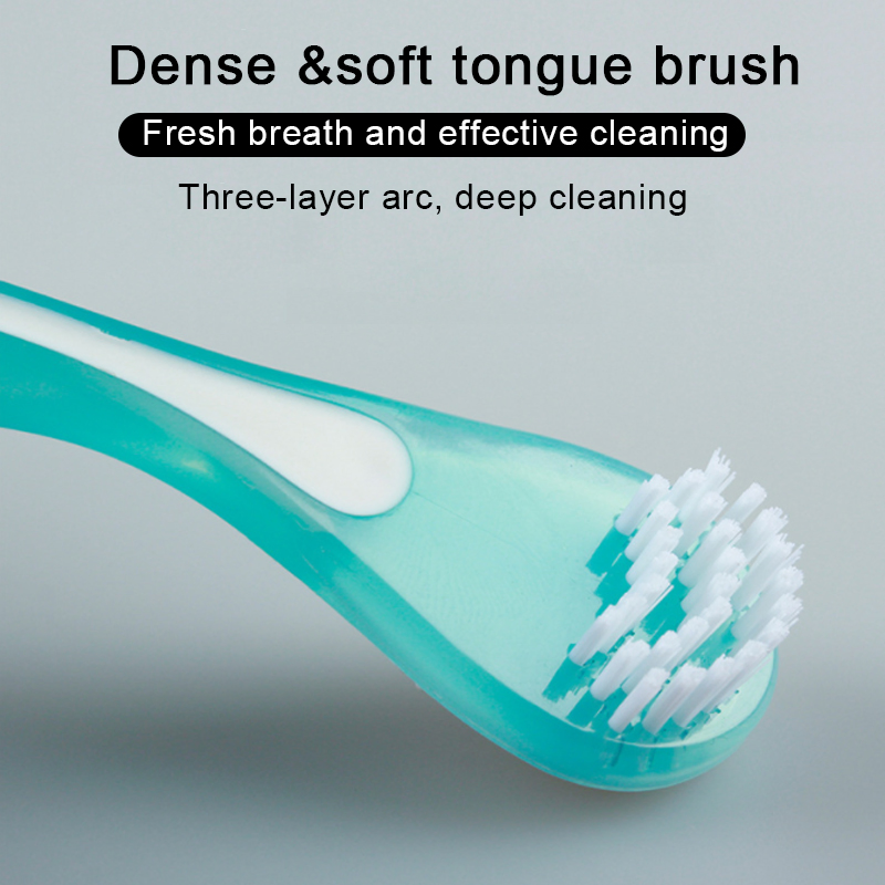 Integrated Tongue Scraper and Brush Cleaning Oral Care Products Nylon/Soft Rubber Bristles