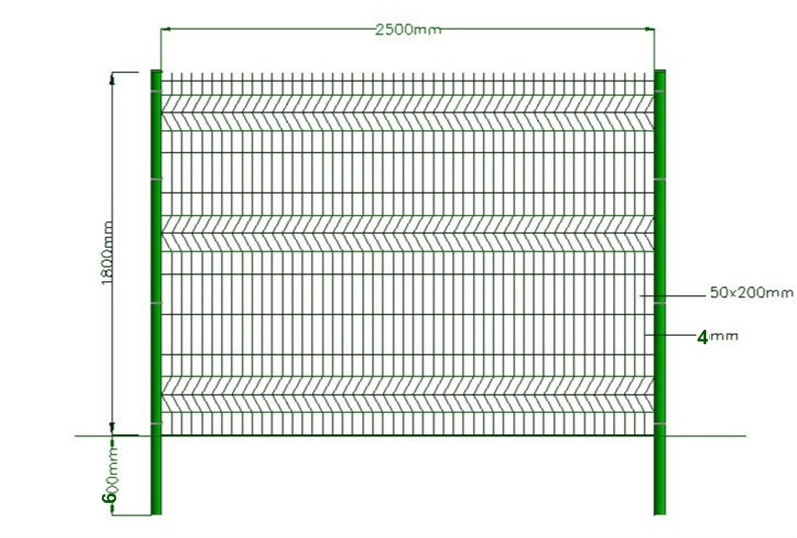 3 D Curvy Galvanized Welded Wire Mesh Fence Triangle Mesh Fence