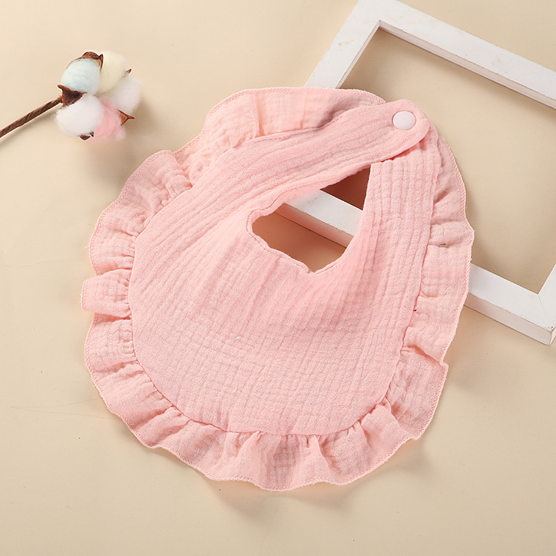 Wholesale Cotton Drool Towel with Ruffled Lace Cotton Gauze Bib