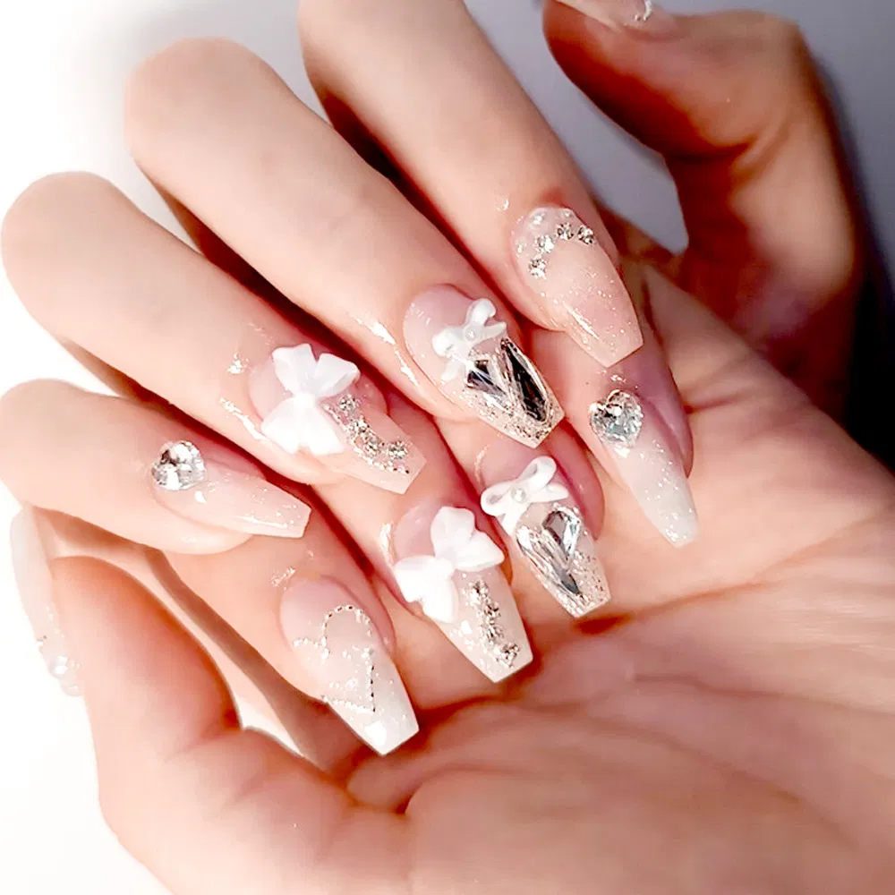 Customized Handmade Press on Nail Acrylic Luxury Long Full Cover Fake Artificial False Nails Art Sets