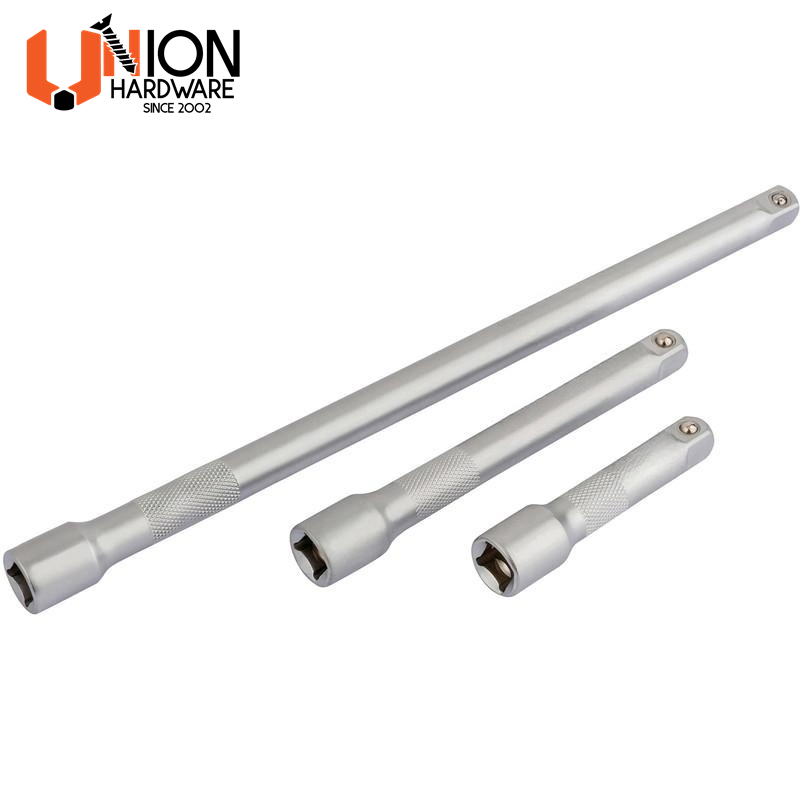 Polished Chrome Sand Blast Finish Knurling Exchangeable 1/4 Inch Hex Drive Socket Adaptor Extension Bar with Full-Length