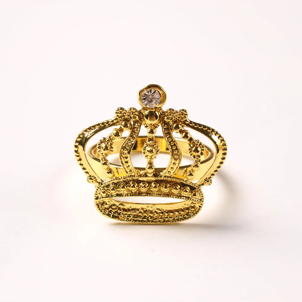 Elegant Gold Kirsite Napkin Ring with Diamond Accent for Weddings