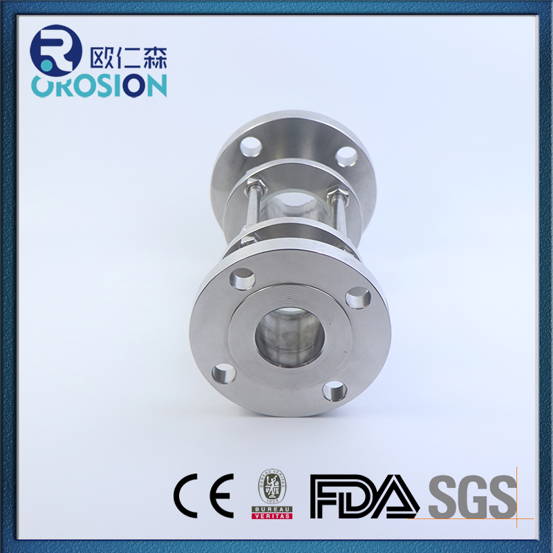 Stainless Steel Sanitary Pipe Fittings Straight Flange End Sight Glass with Protective Net Cover