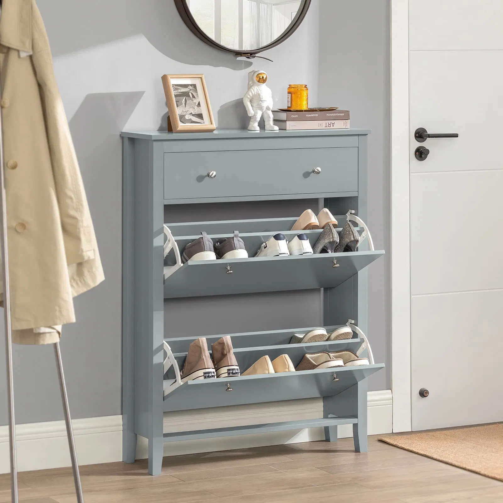 Aluminum Shoe Cabinet Large Capacity Economical Entrance Cabinet at Home Door