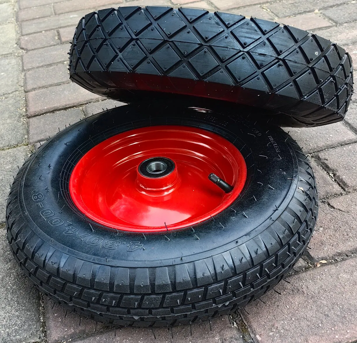 4.80/4.00-8 Rubber Tire and Wheels for Wheelbarrow Pneumatic Wheel and Yard Cart Garden Wagon