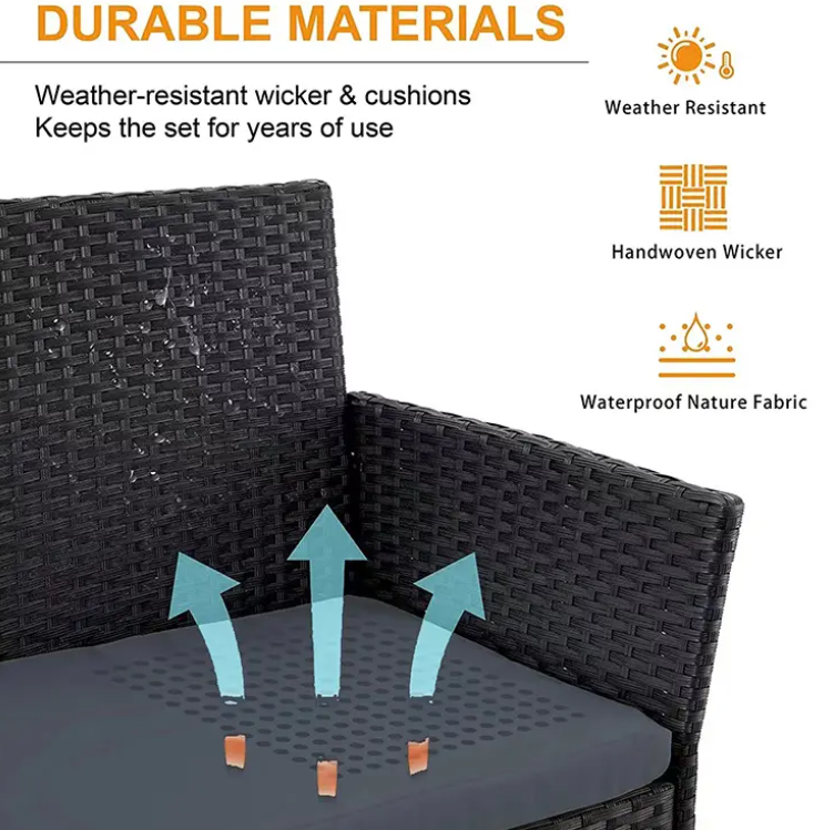 Набор садовой мебели для патио 4 секции стол стеклянный подушки