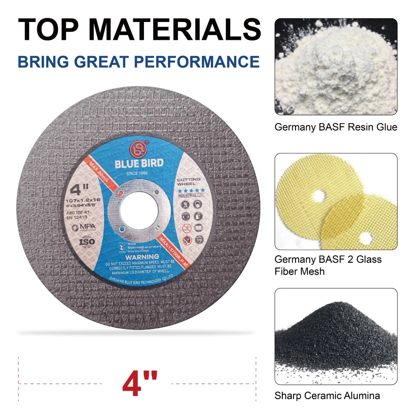 4" Abrasives Cutting Wheels for Stainless Steel with MPa En12413 Industrial Level OEM Factory Cutting Wheel High Quality Metal Abrasive Cutting Wheel