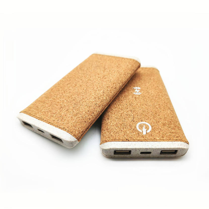 Custom Eco Friendly Cork Wheat Straw Power Bank 10000mAh
