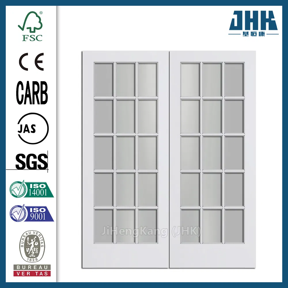 Jhk White Bethroom Interior Wooden French Glass Door