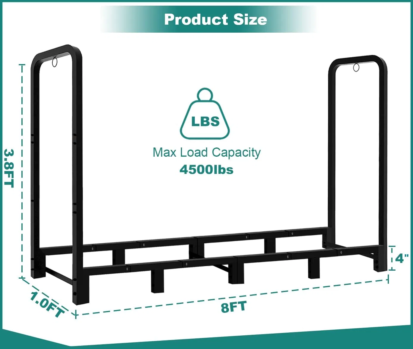 Steel Firewood Rack Freestanding Log Lumber Storage Fireplace Wood Tall Holder