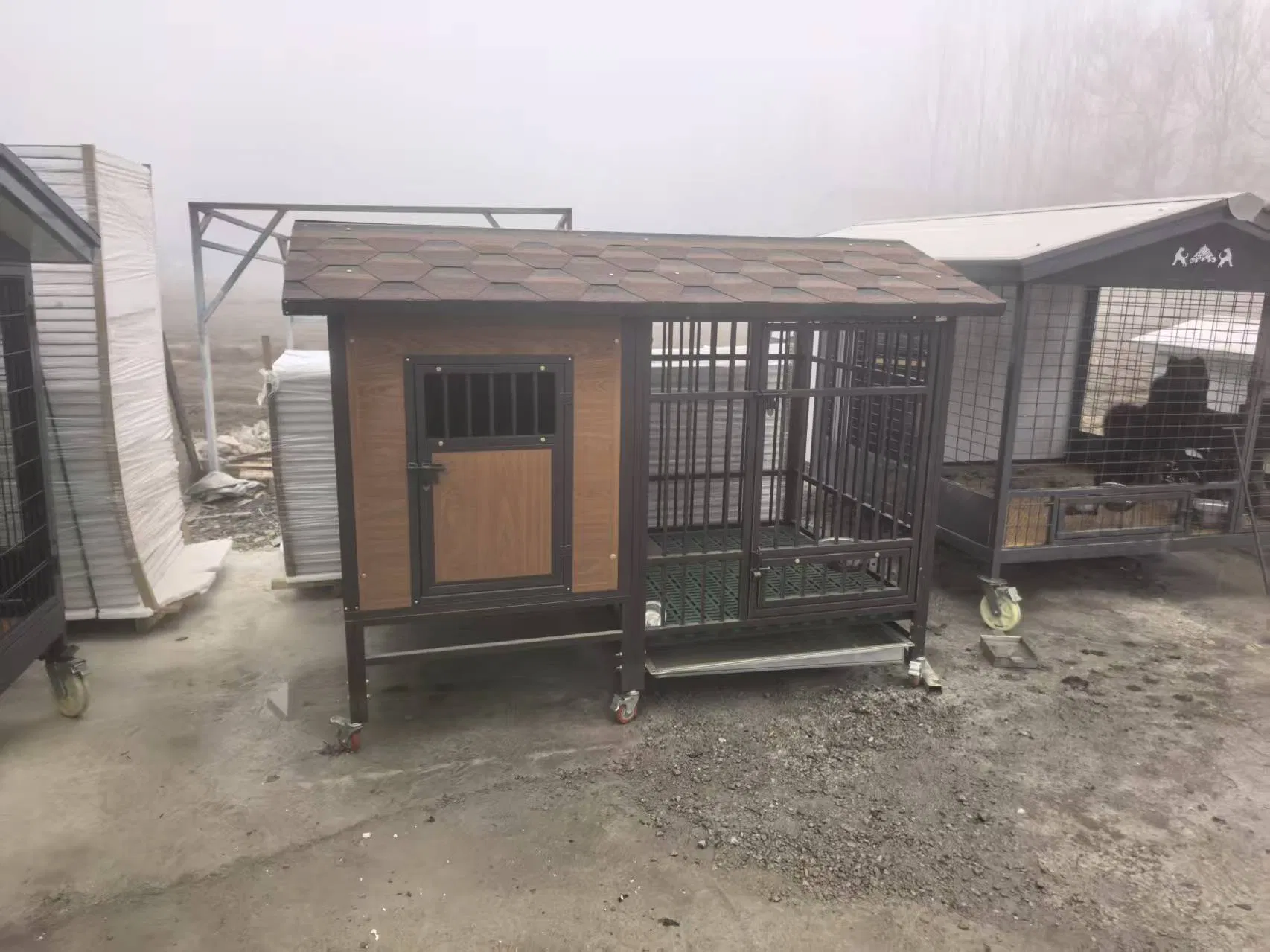 Dog House Large Outdoor Elevated Pet Villa with Open Roof & Terrace, Waterproof, Easy to Clean for Medium/Large Dogs