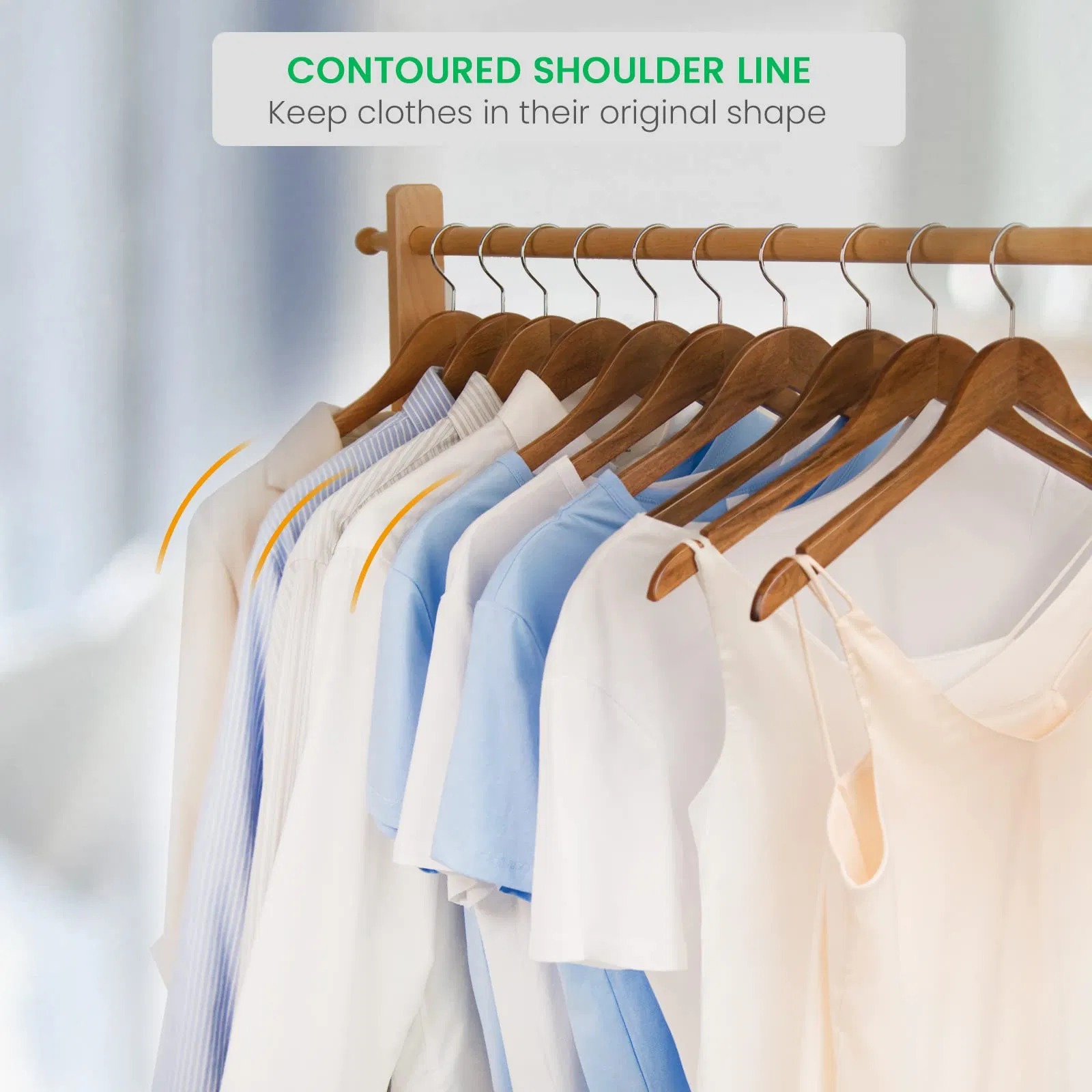 Solid Gugertree Wood Clothes Hangers Notches Anti-Rust Chrome Hook 10 PCS Retro