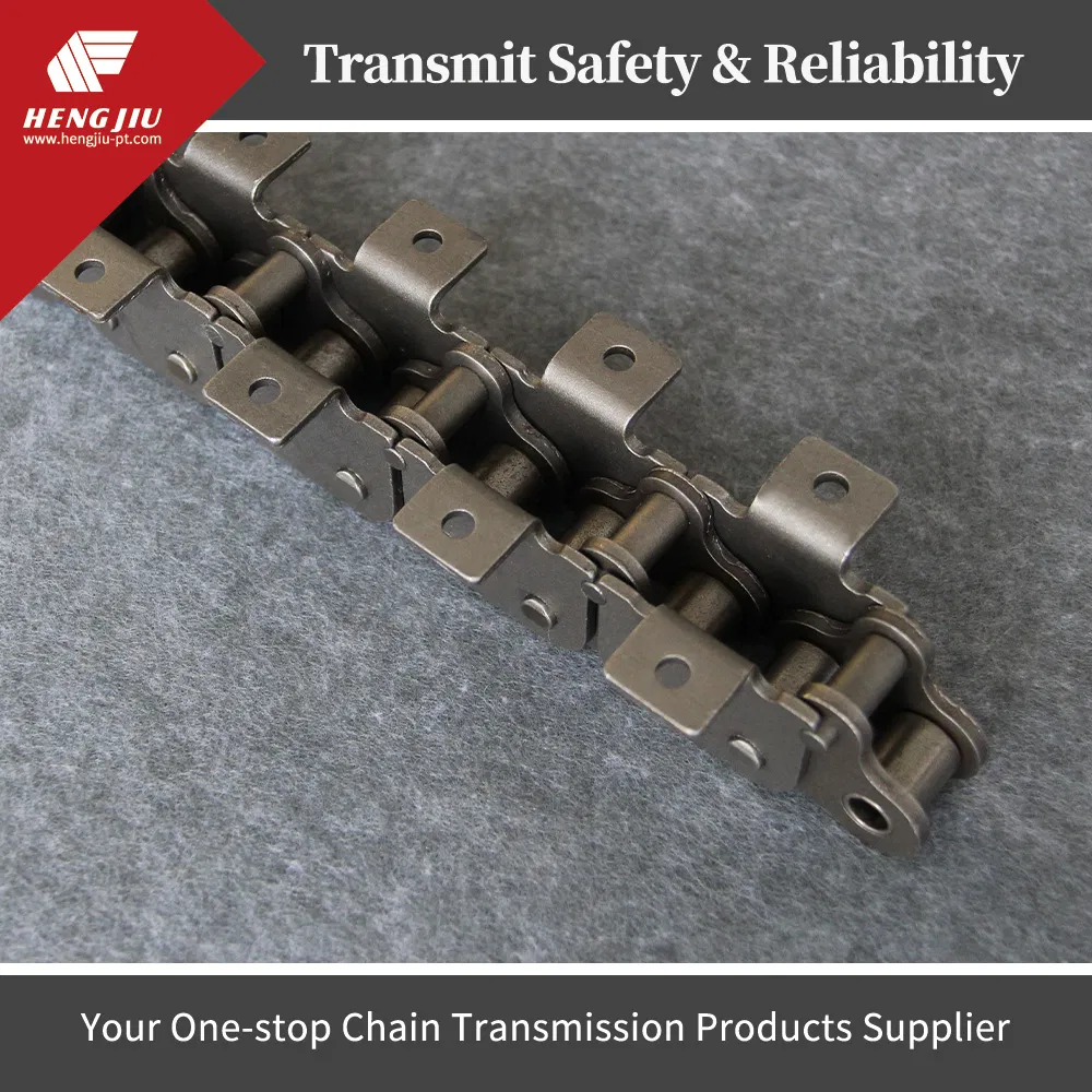 Durable Bent Side Plate Roller Chain Attachments Steel Bush Heavy Duty Chain
