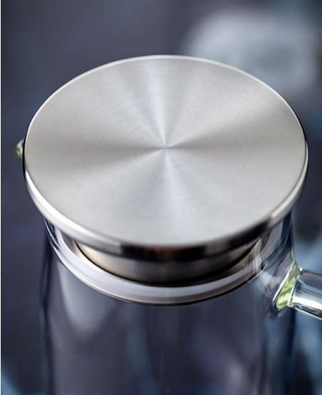 1500ml Heat Resistant Glass Water Filter Pitcher with Stainless Steel Bamboo Lid