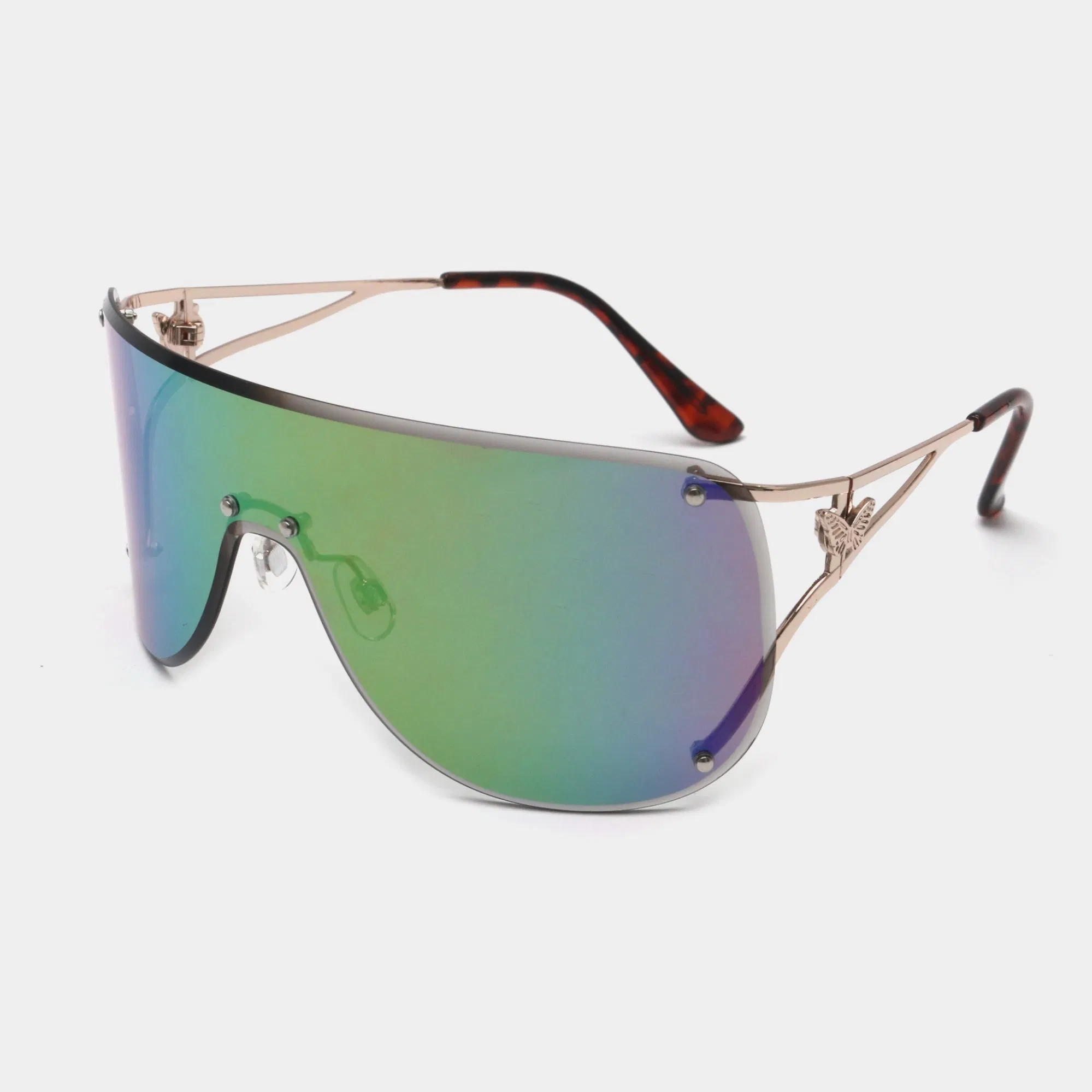 Customizable One Piece Lens Metal Sunglasses with Durable Alloy Frame Style