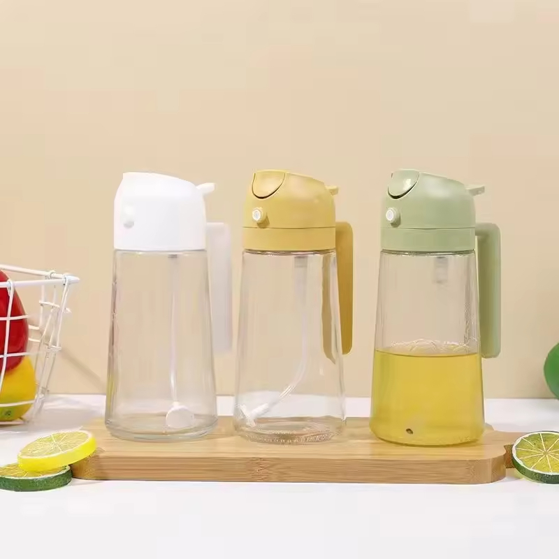 2 in 1 Oil Sprayer Glass Oil Sprayer Bottle with Pourer for Cooking Olive Oil Dispenser and Sprayer