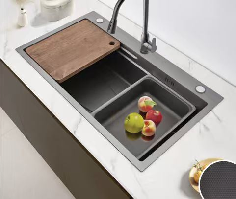 Wholesale Factory Price Sanitary Ware Modern Kitchenware Black Undermount 304/201 Handmade Stainless Steel Sink with High Quality