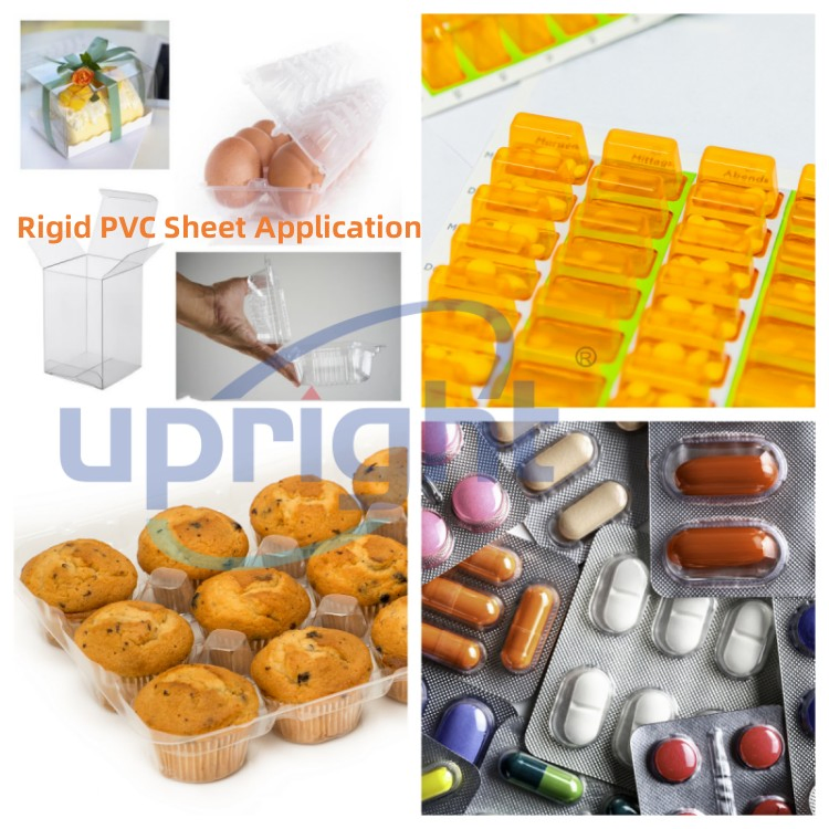Upright Medical PVC Plastic 0.25mm and 200 Micron Thick Pharma Grade RoHS Standard Transparent Rigid Clear PVC Film Roll for Capsule and Tablets Packing