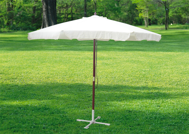 Large Outdoor Patio Garden Round Dia. 2.7m Wooden Parasol Umbrella with Flap