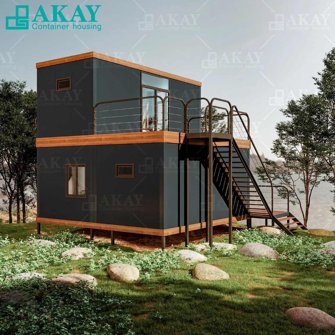 Akay Luxury Prefabricated-Building Living Duplex Apartment Factory Custom Casa Modular Prefabricada Portable Container House
