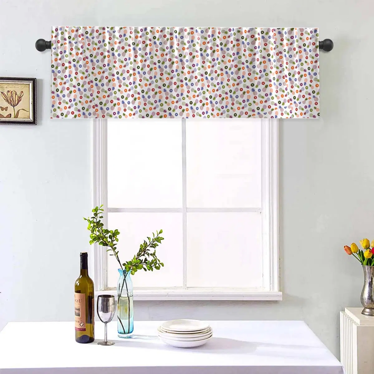 Curtains Made of Polyester Fabric with Cartoon Fruit Prints, Semi-Blackout Window Curtains Without Poles