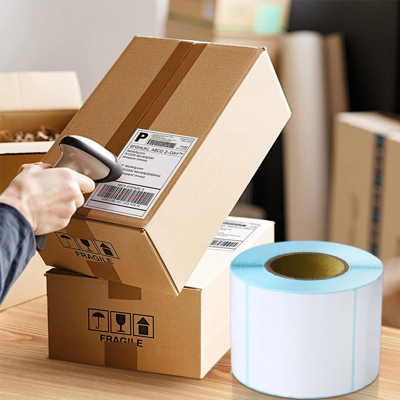 50*60mm 500p Blue Glassine Thermal Removable Adhesive Label for Shipping Barcode