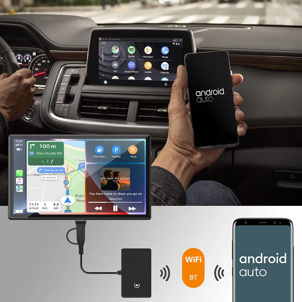Автомобильный адаптер CarPlay и Android Auto 2-в-1: проводной в беспроводной, USB-A и Type-C