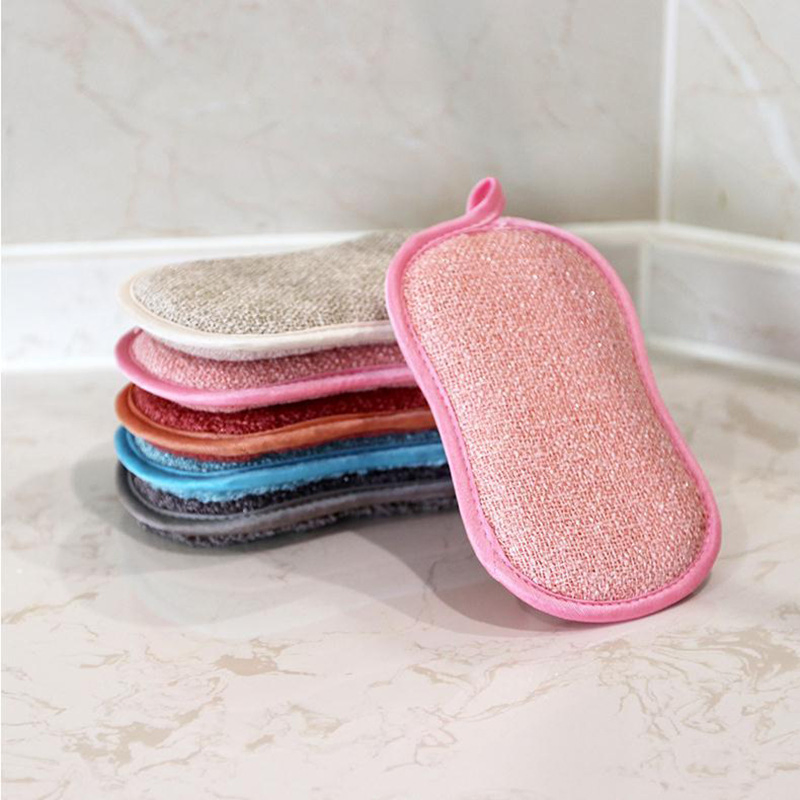 Eco Friendly Double Layer Kitchen Dish Washing Microfiber Non Scratch Sponge