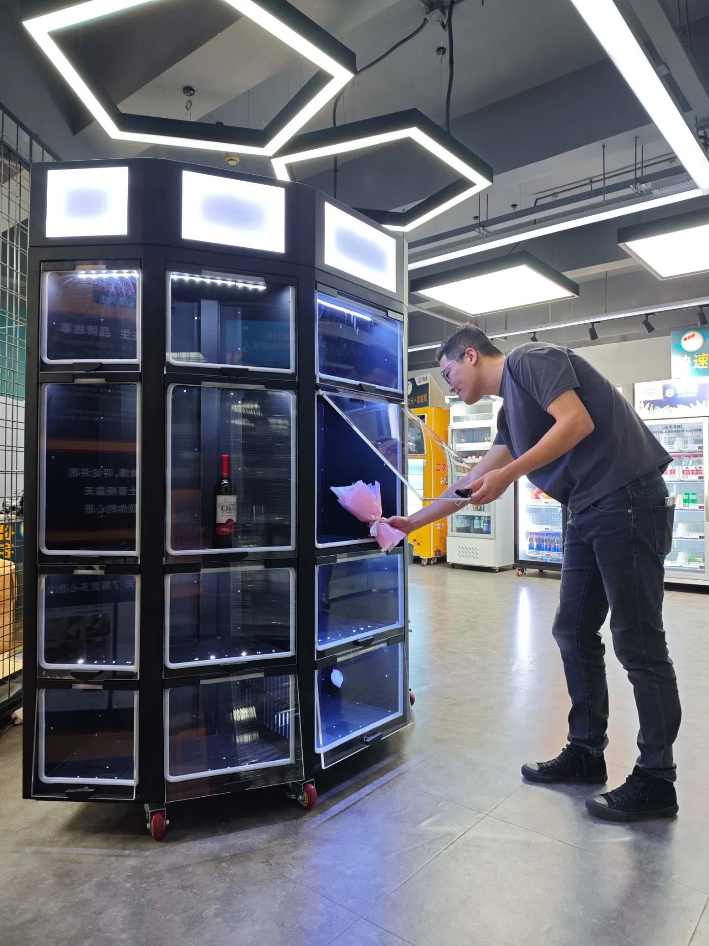Weimi 2025 Hot Sale Smart Cooling Locker Vending Machine Fresh Bouquets Flowers Vending Machine with Refrigerator Humidifier