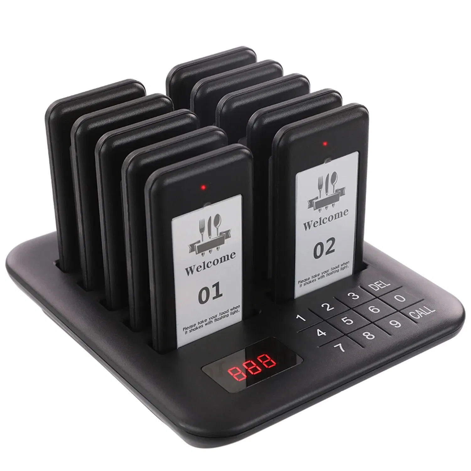 F1010 Wireless Restaurant Pager System, 20 Food Truck Beepers Buzzers, Guest Queue System