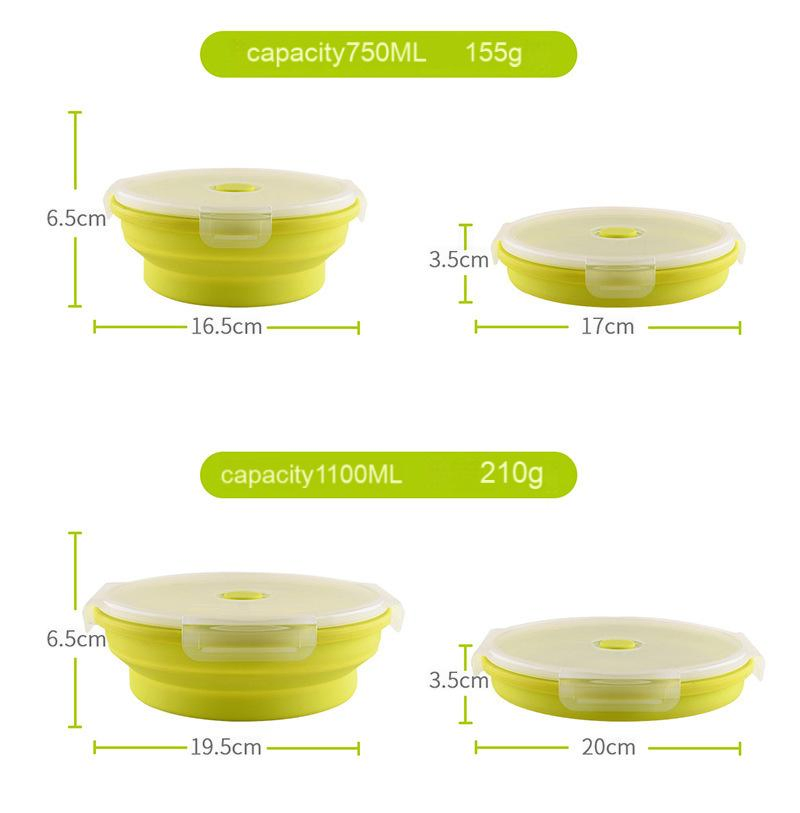 New Round Silicone Lunch Box, Silicone Collapsible Lunch Box for Preservation and Freezing, Silicone Fresh-Keeping Box Lunch Box