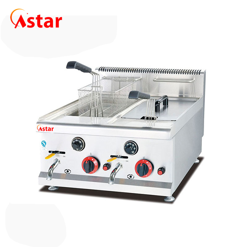 Astar Catering Equipment Counter Top Luxury Gas 2-Tank Deep Fryers