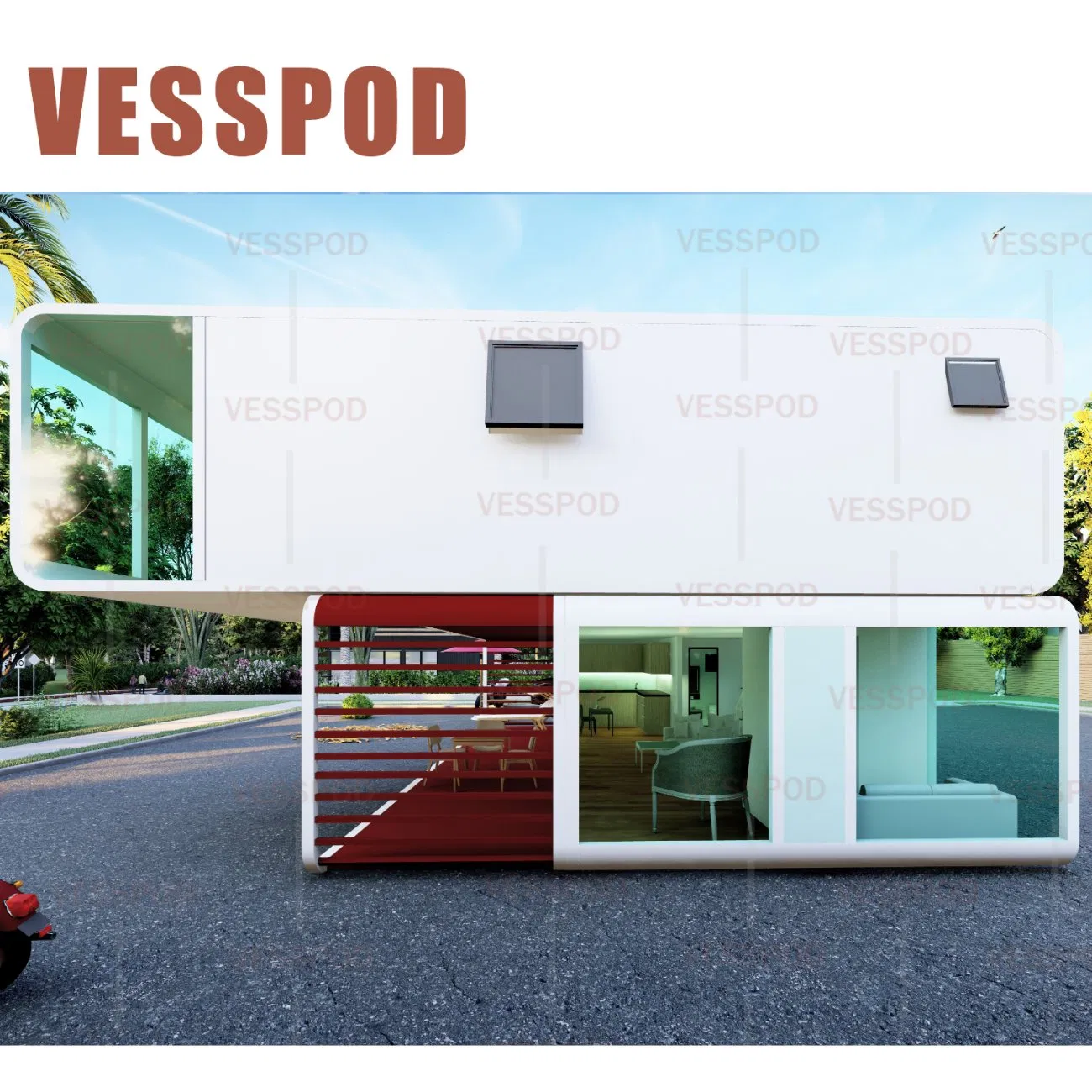 20FT 40FT Folding Expandable Granny Flat Prefabricated Apple Cabin House 2 Floors House with Factory Prices