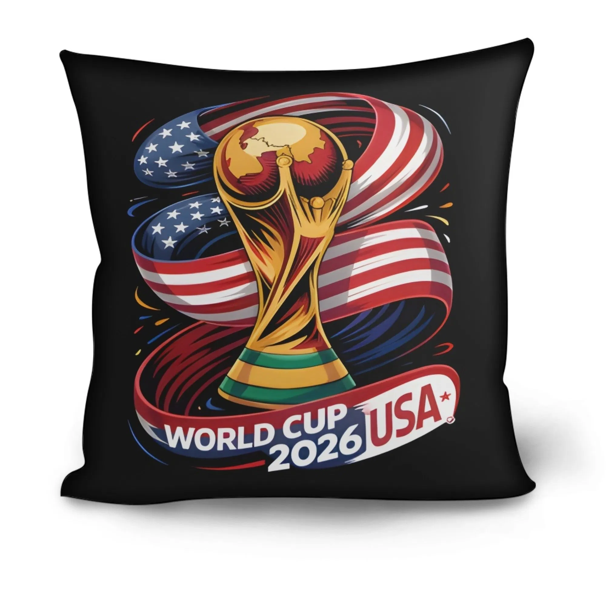 2026 Us World and Cup Throw Pillow Giant Cup Embroidered Cushion Wholesale Fan Merchandise