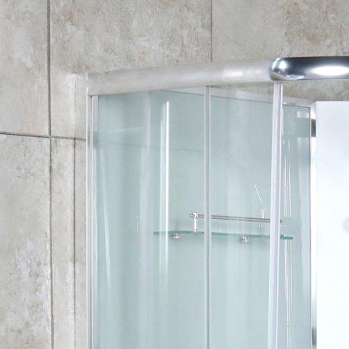 Fan-Shaped Simple Shower Enclosure, 5mm Frosted Glass, White