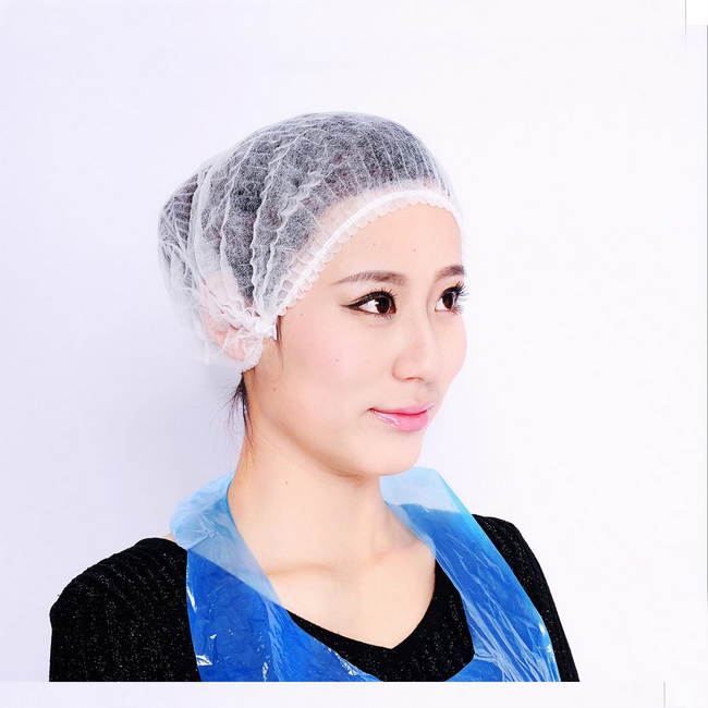 Non-Woven Hair Clip Net Working Nurse Ponytail Mob Cap Disposable Medical Scrub Bouffant Cap with Elastic for Doctor/Surgeon/Nurse/Worker