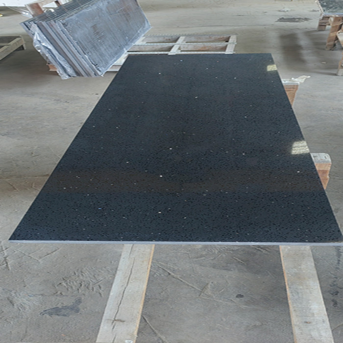 Engineered Stone Black Galaxy Black Sparkle Quartz Slab for Worktops Counter Top