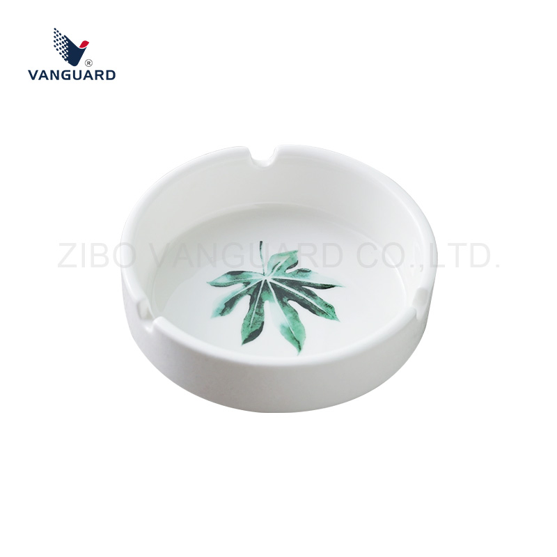 Promotion White Round Cigarette Outdoor Ashtray Custom Ceramic Ashtray with Design