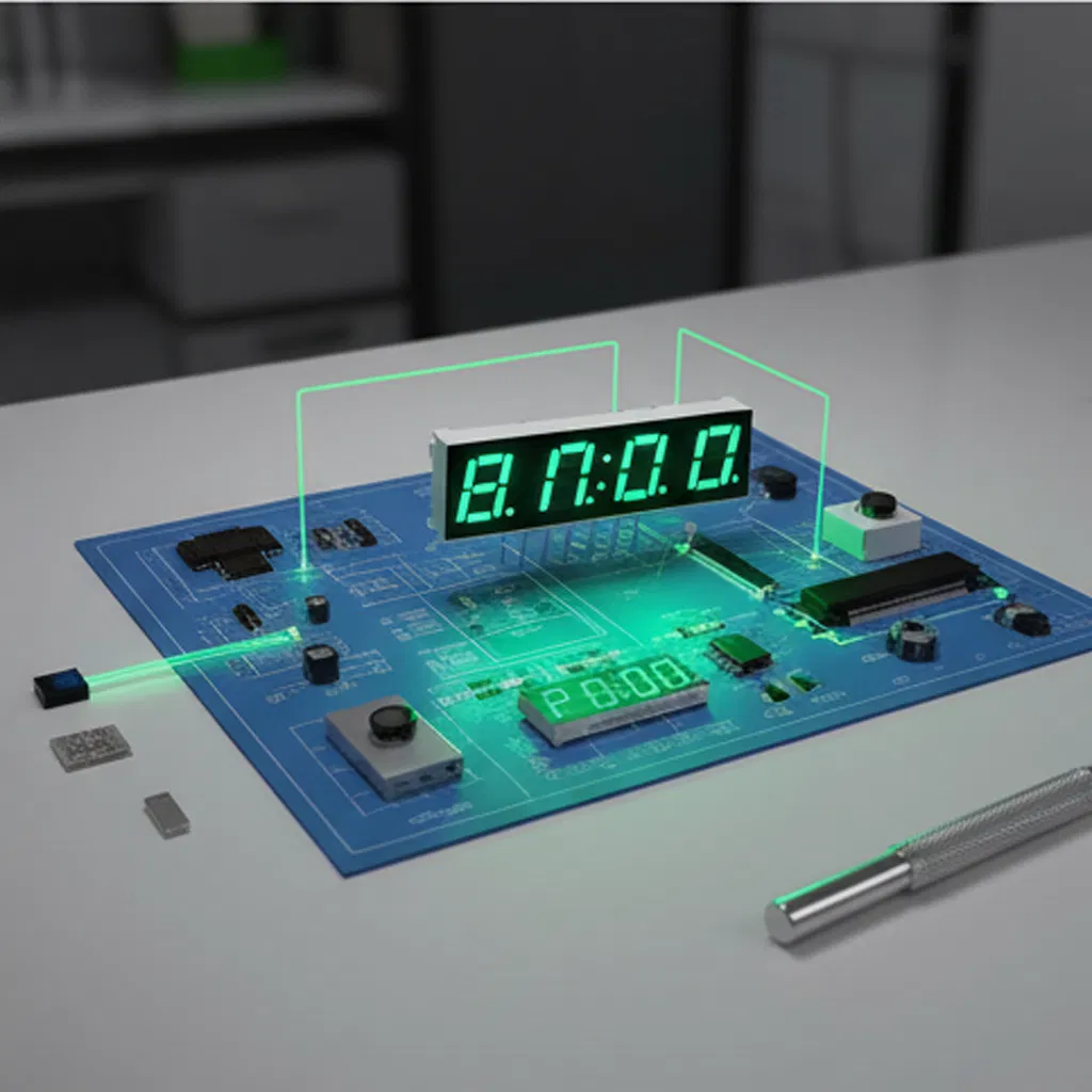 7mm 4-Digit 7-Segment LED Display, Yellow Green, Common Cathode