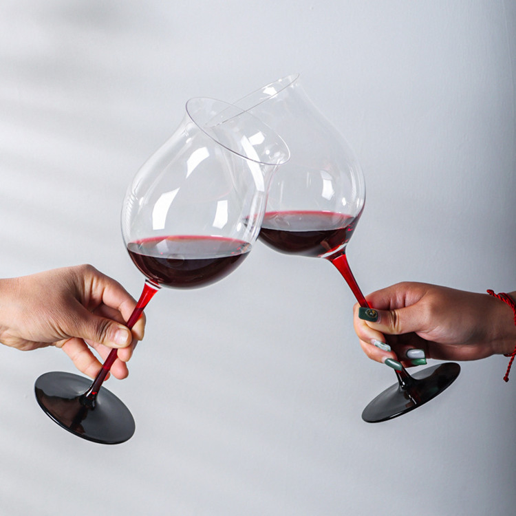 Wine Glass Unique Clear Stem Love Heart Wine Glasses Set with Diamond Goblet Gifts Wedding Glassware