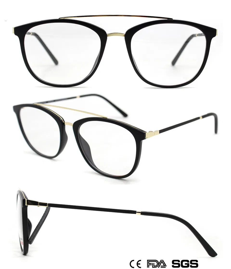 Plastic Front Frame with Metal Temple and Twin Nose Bridge (WRP801015)