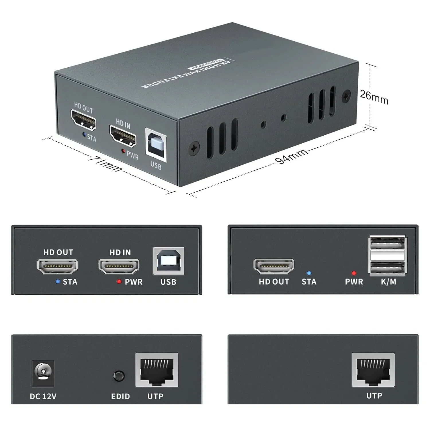 HDMI Kvm USB Extender for Remote Mouse and Keyboard Control of 1080P